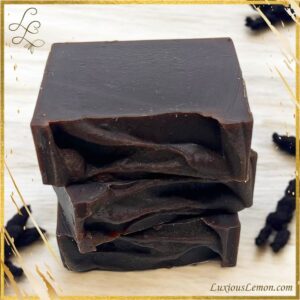 Stack of rustic Vanilla goat milk bar soaps with a natural dark tone and smooth, handcrafted edges, lightly scented and made with nourishing goat milk by Luxious Lemon.