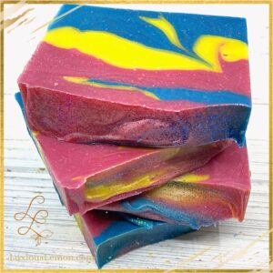 Handcrafted BroChaCho Pineapple Patchouli soap bars with swirled design, showcasing the unique blend of tropical pineapple and earthy patchouli.
