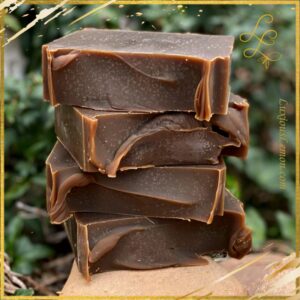 Unwrapped Frank ‘N Pine Tar Bar Soap – showcasing artisanal texture and rich, earthy tones of natural pine tar soap.